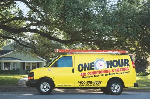 One Hour Air Conditioning Service Van outside a home in Jacksonville FL